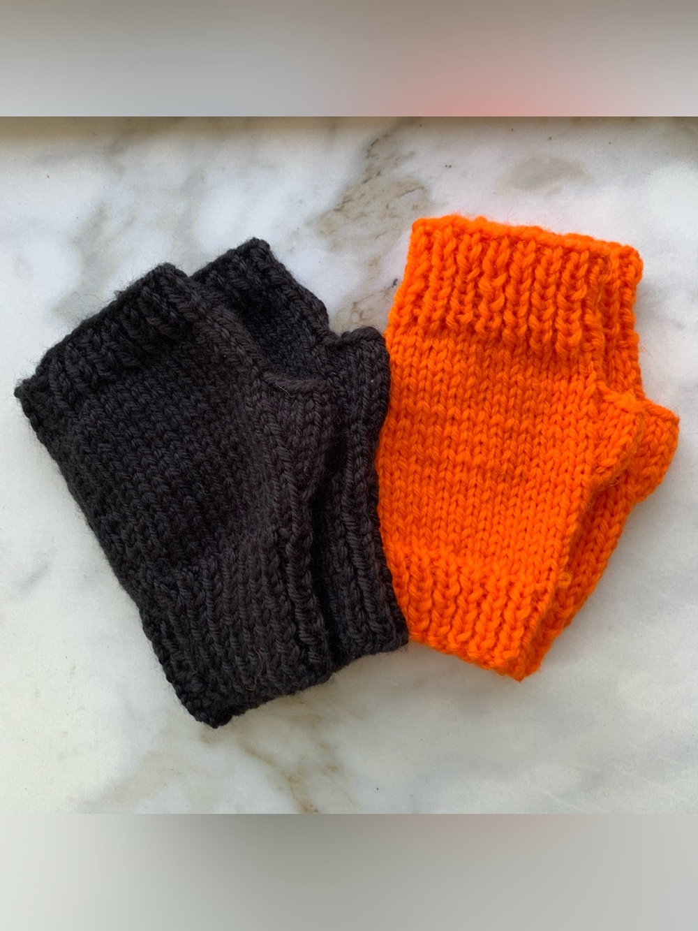 Handmade Homemade Hand Knit Halloween Acrylic Yarn Hand Warmer Fingerless Gloves